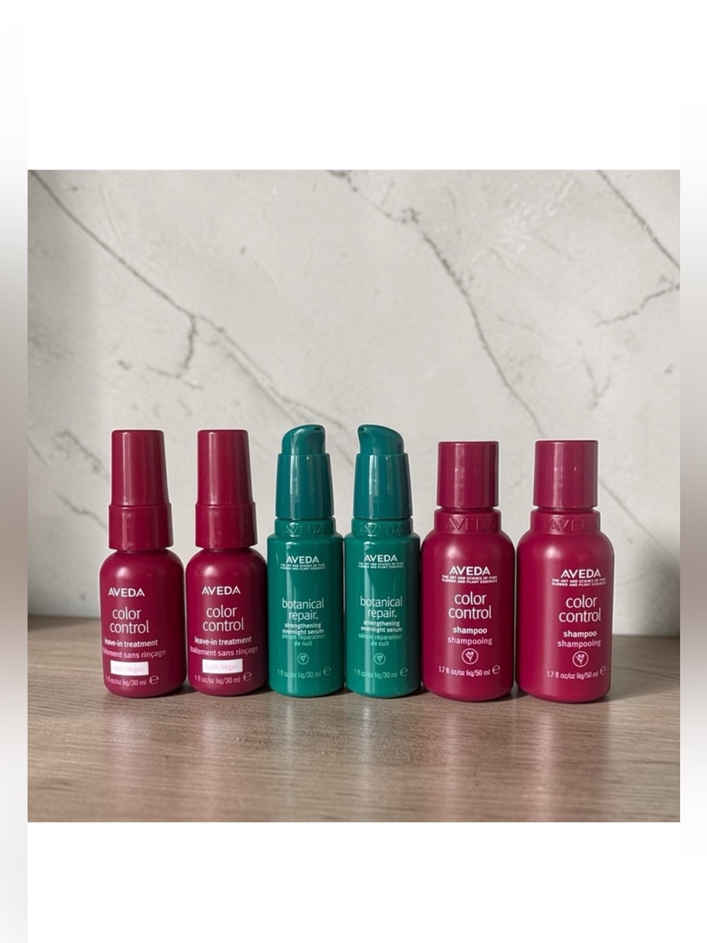 Aveda Color Control Shampoo Leave In Treatment & Botanical Repair 6 Travel Sizes
